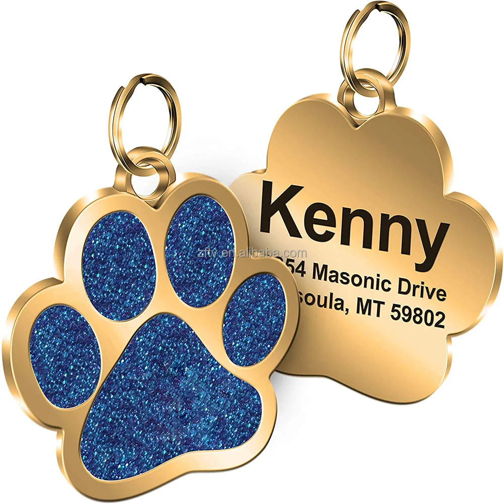 Zinc Alloy Dog Name Tags Necklaces Engraving Blank Dog Id Tag Custom