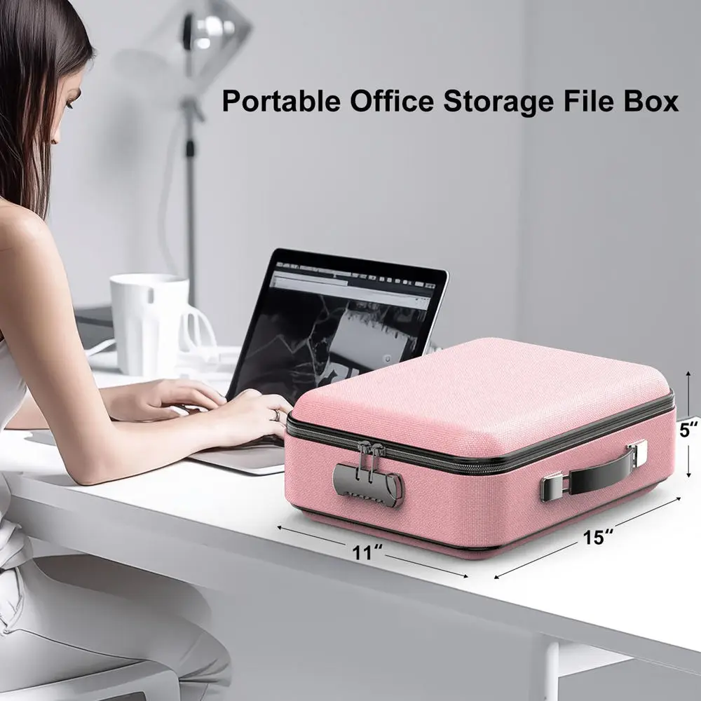 YIHUAXING Fireproof and Waterproof File Bag for Storage with Lock, Hard File Box Bag for Documents and Certificates