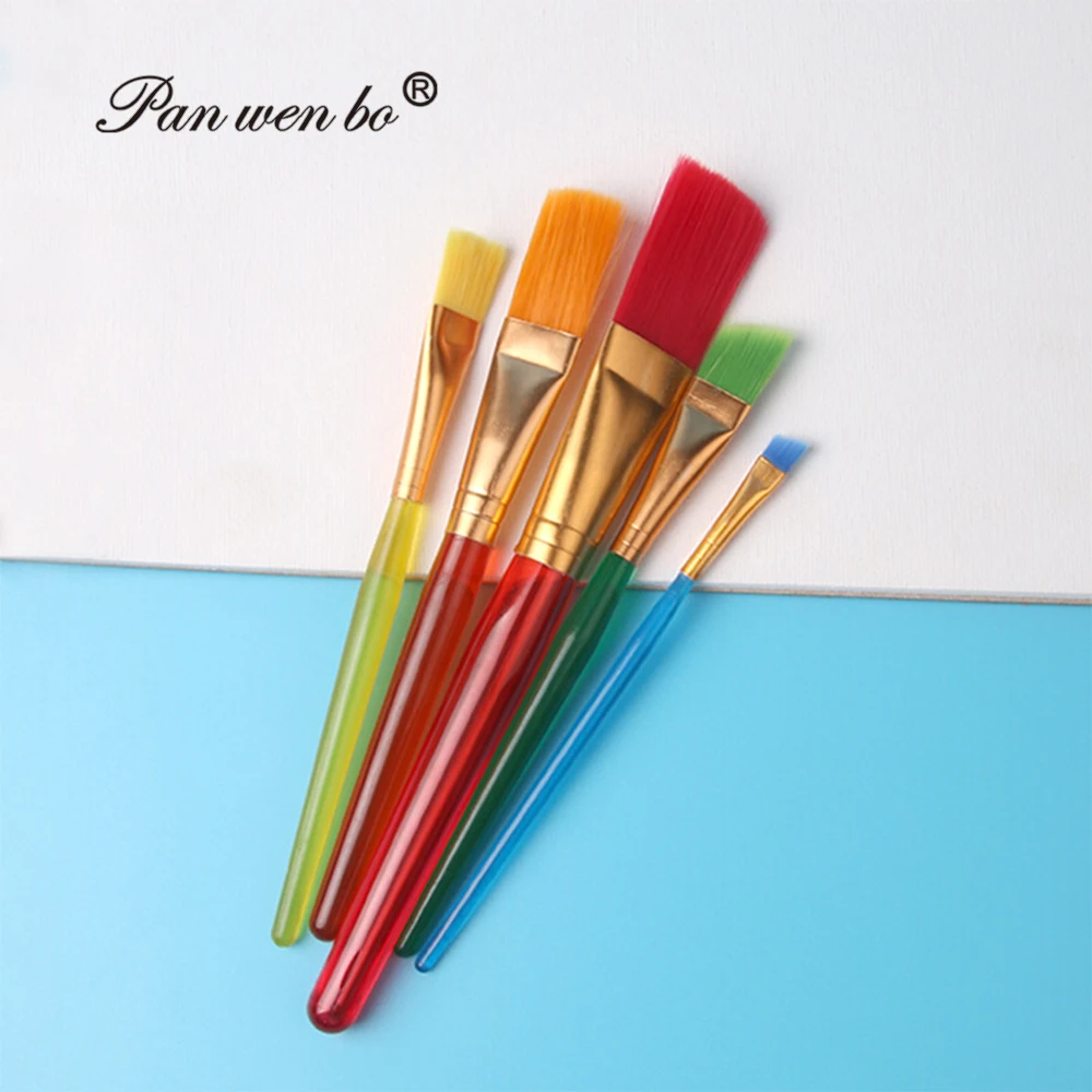 Оптовая продажа набор нейлоновых кистей для рисования с пластиковой ручкой акриловые акварельные художественные Кисти детей 5 шт.