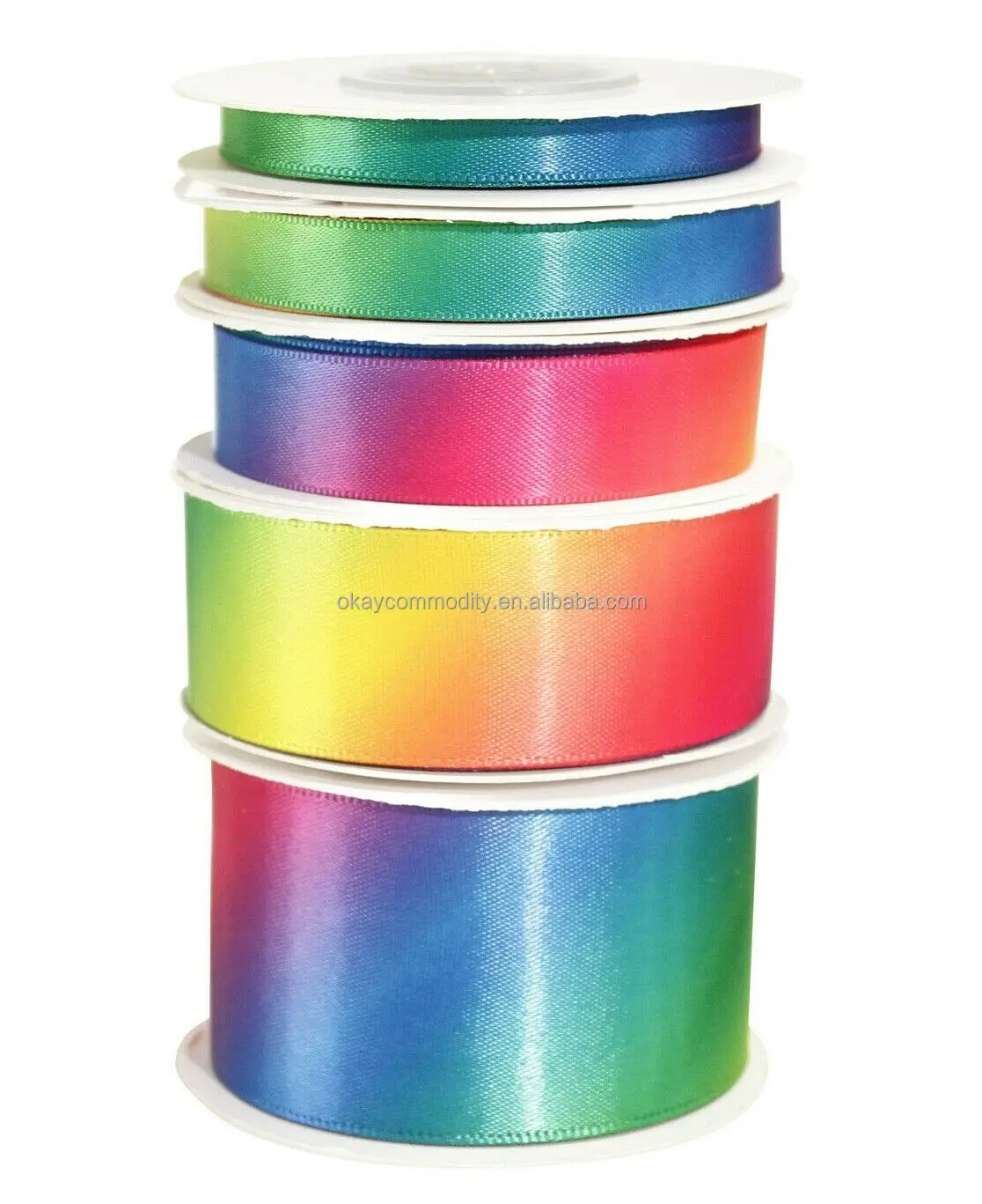 Okay Pastel 9mm To 50mm Sihiny Double Face Rainbow Satin Ribbon - Buy ...