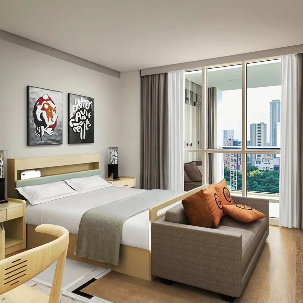 Hiện đại sang trọng Vua Kích thước rắn khung giường gỗ với đầu giường cho k