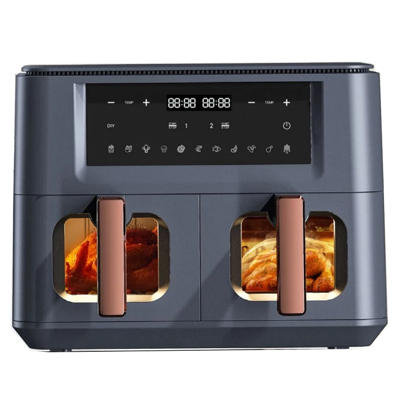 9l Large Dual Zone Family Sized Smart Air Fryer Double Basket Frying