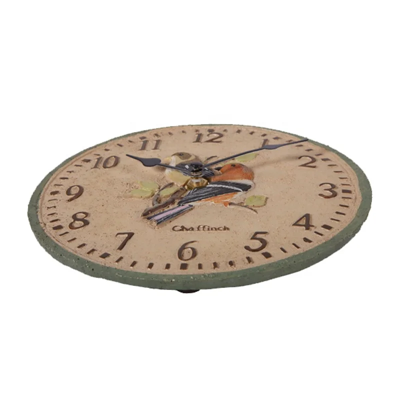8 Inch Small Size Creative Resin 3d Birds Design Decorative Wall Clock for Outdoor Garden Backyard