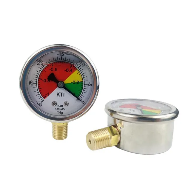 Bottom Brass Connection 50mm Stainless Steel -1bar Pressure Gauge Colorful Dial Oil Filled Negative Pressure Gauge