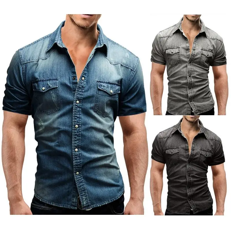 Wholesale Casual Denim Short Sleeved 