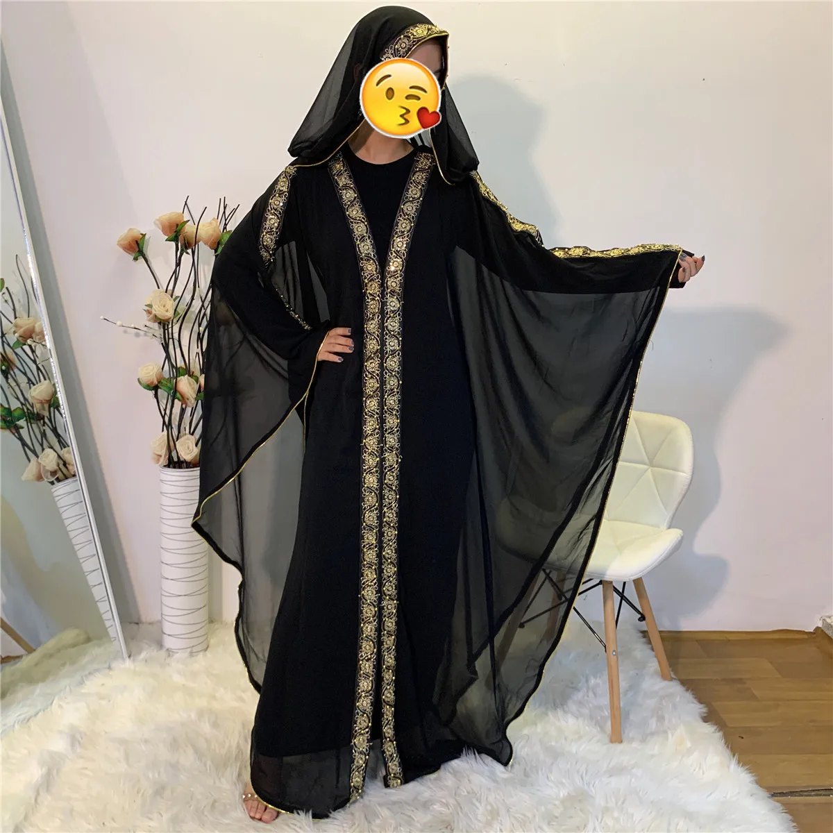 Buy Elegant Arabic Style Long Sleeve maxi Abaya-Black | DressFair.com