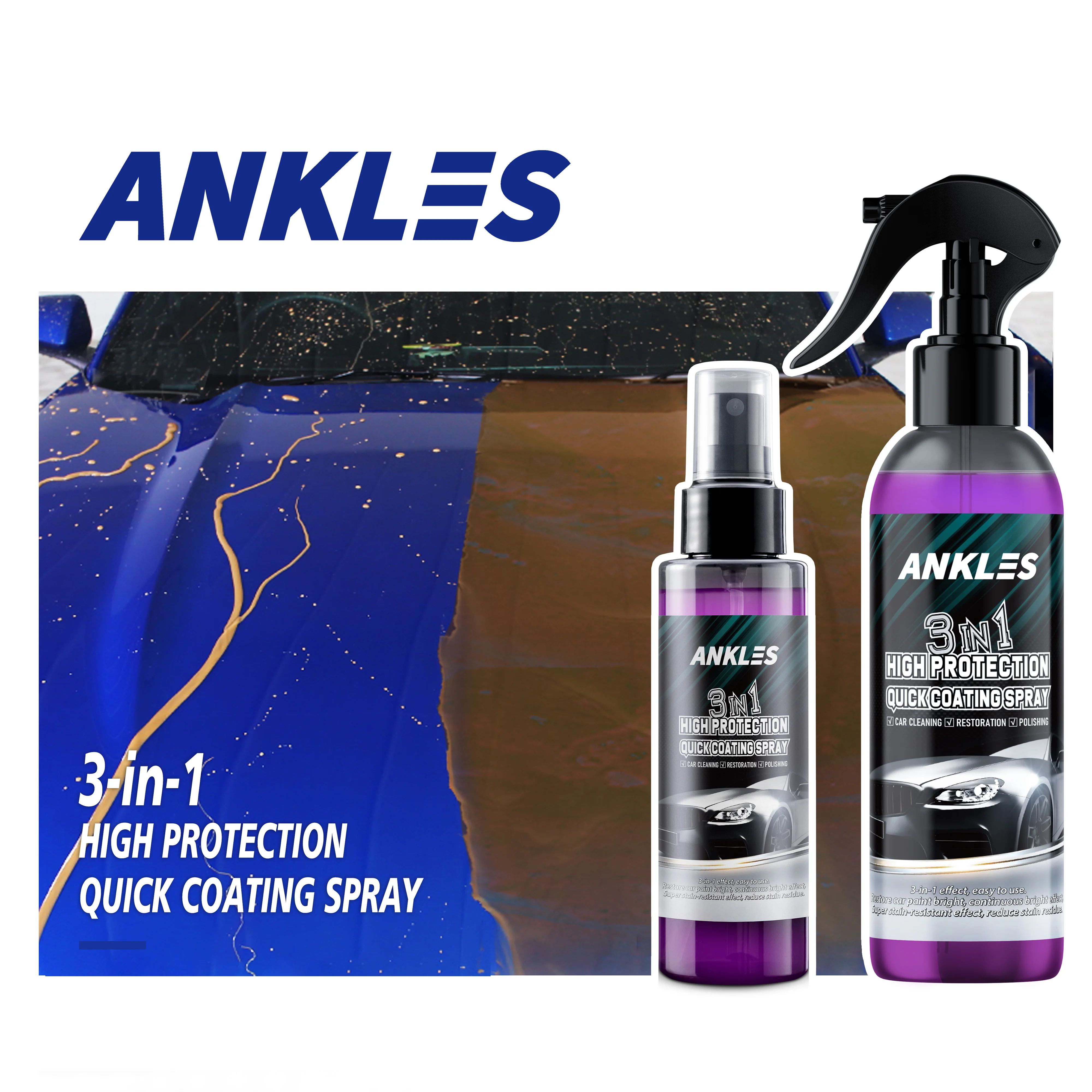 ANKLES 120ml Waterproof Polish Renew Foam Cleaner Car Coating Spray 3 in 1  High Protection Quick Coating Spray