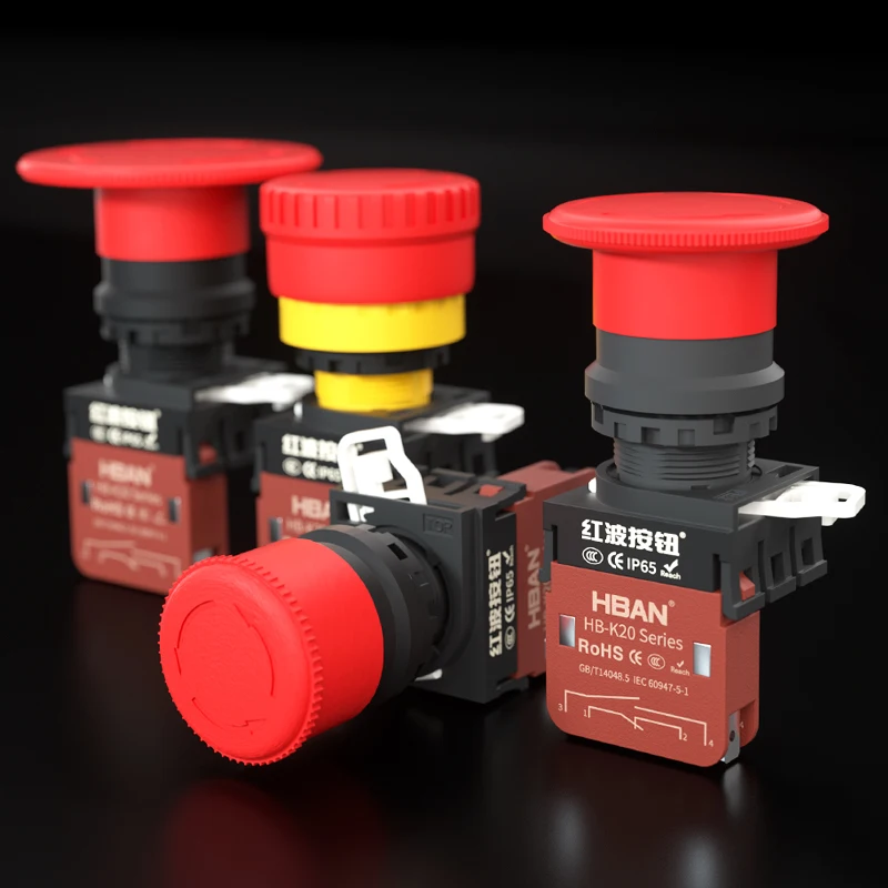 Hban 22mm Large Surface Emergency Stop Button Switch 20a High Current ...