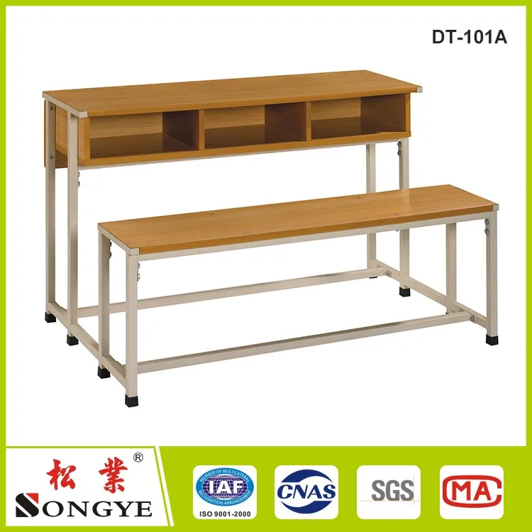 3 Seats Student Table and Bench for Classroom Furniture