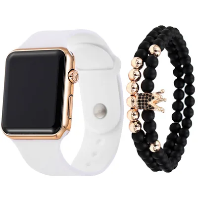 3pcs /set Unisex Waterproof LED Wrist Watch Silicone Student Electronic Sports Watch Bracelet Set Wholesale LW24