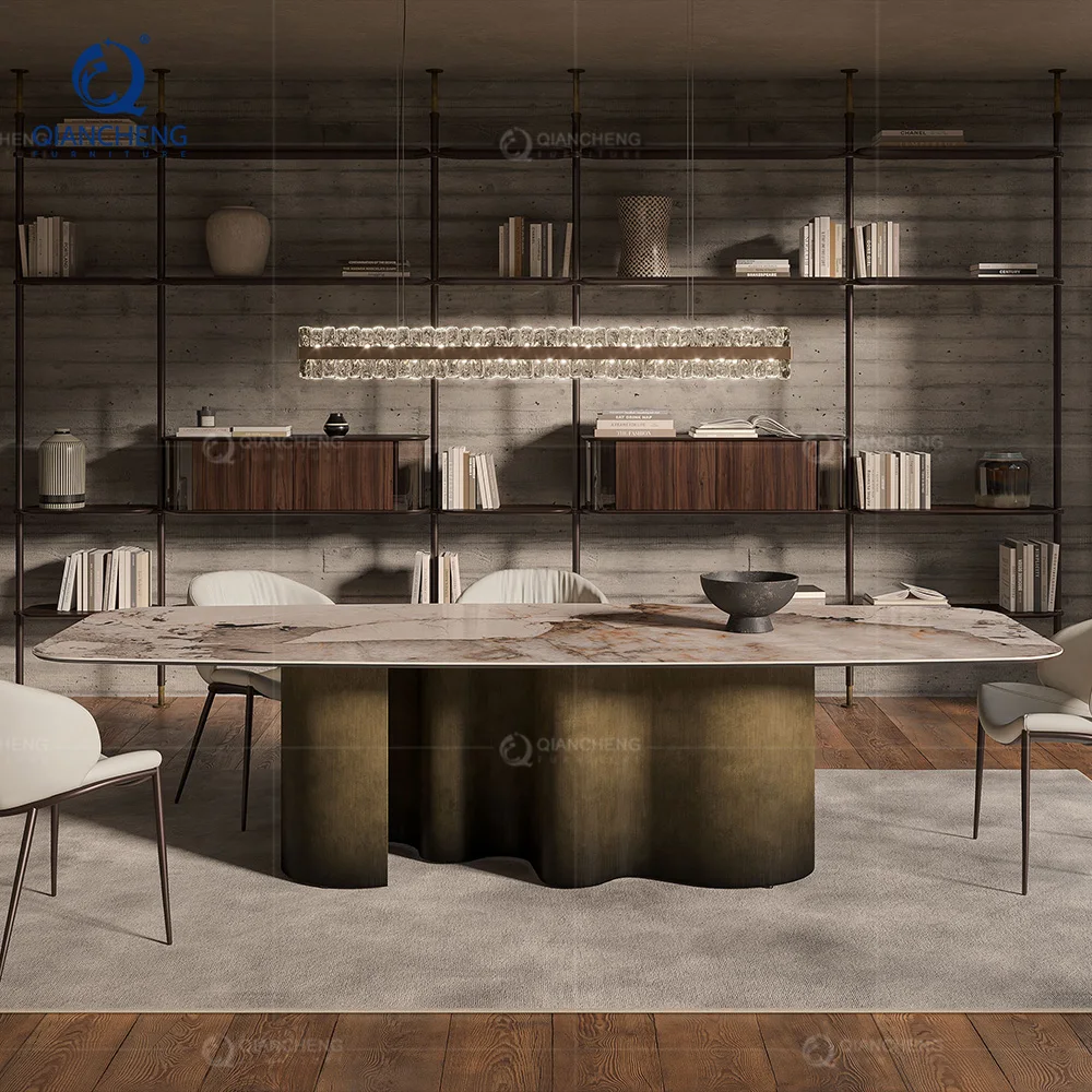 Qiancheng Modern Dining Table with Adjustable and Expandable Extension for Space-Saving Kitchen and Dining Room Furniture