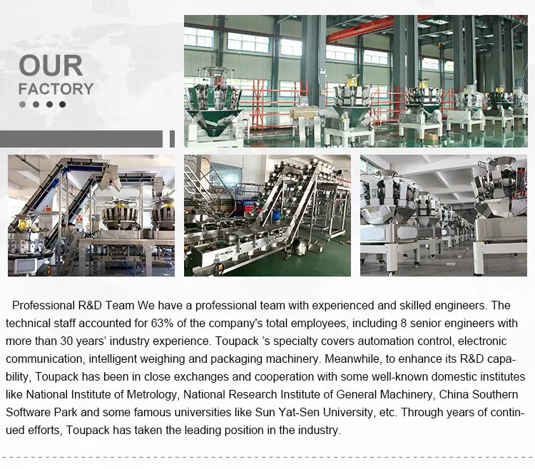 High-Speed Automatic Pouch Packaging Machine with 14 Head Multihead Weigher for Granule Filling in Stainless Steel 304/316