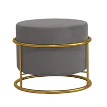 Customized Fabric Cube Metal Foot Stool Ottoman in Living Room with Metal Legs