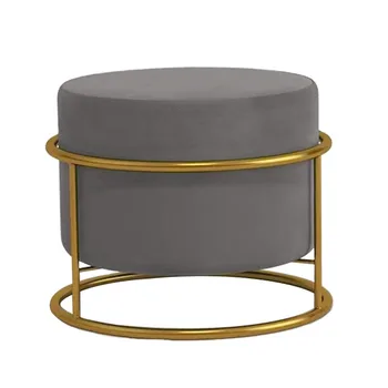 Customized Fabric Cube Metal Foot Stool Ottoman in Living Room with Metal Legs