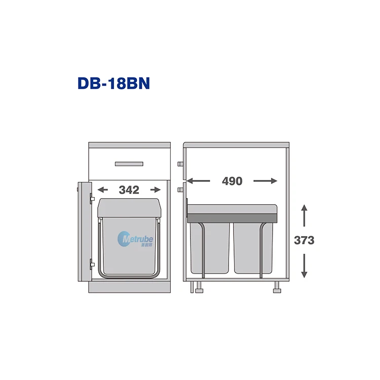 Kitchen Under Counter Recycle Waste Container 36L Pull Out Bin