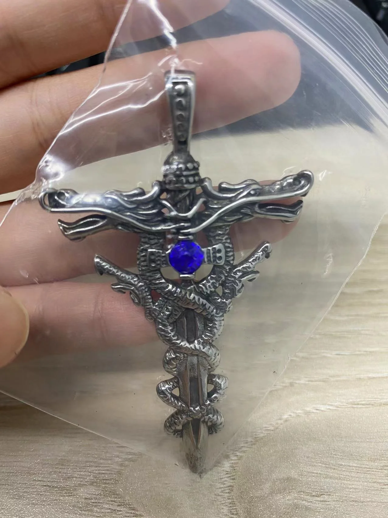 thumbnail image 2 of Gothic Sword Dragon Necklace For Men Women,Vintage Dragon Wrapped Sword Cross Pendant Necklace Punk Shiny Zircon Dragon Pendant Necklace Dark Gothic Jewelry 2 of 11