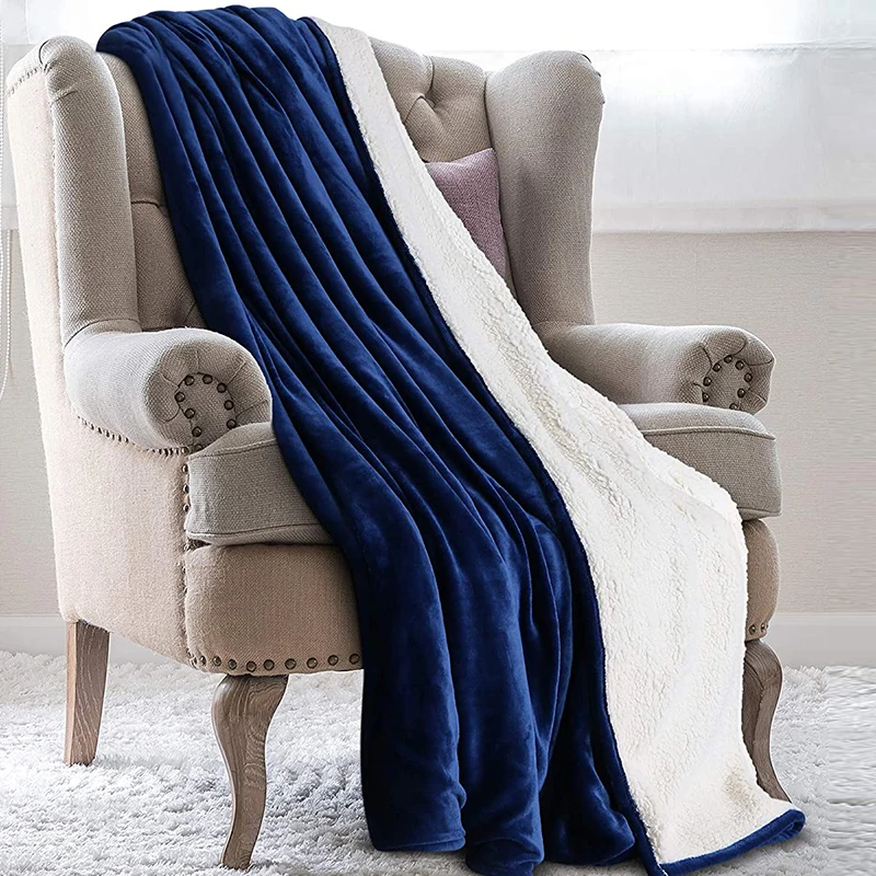 Promotional Throw Plush Flannel Goats Wool Super Soft Warmer Chunky