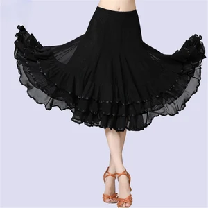Ladies' Gauze Latin Dance Performance Skirt Adult Modern Dance Training Suit Soft and Breathable Team Stage Performance Skirt