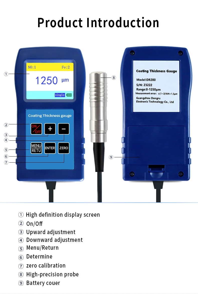 Dr280 Digital Galvanizing Paint Coating Thickness Gauge Meter - Buy ...