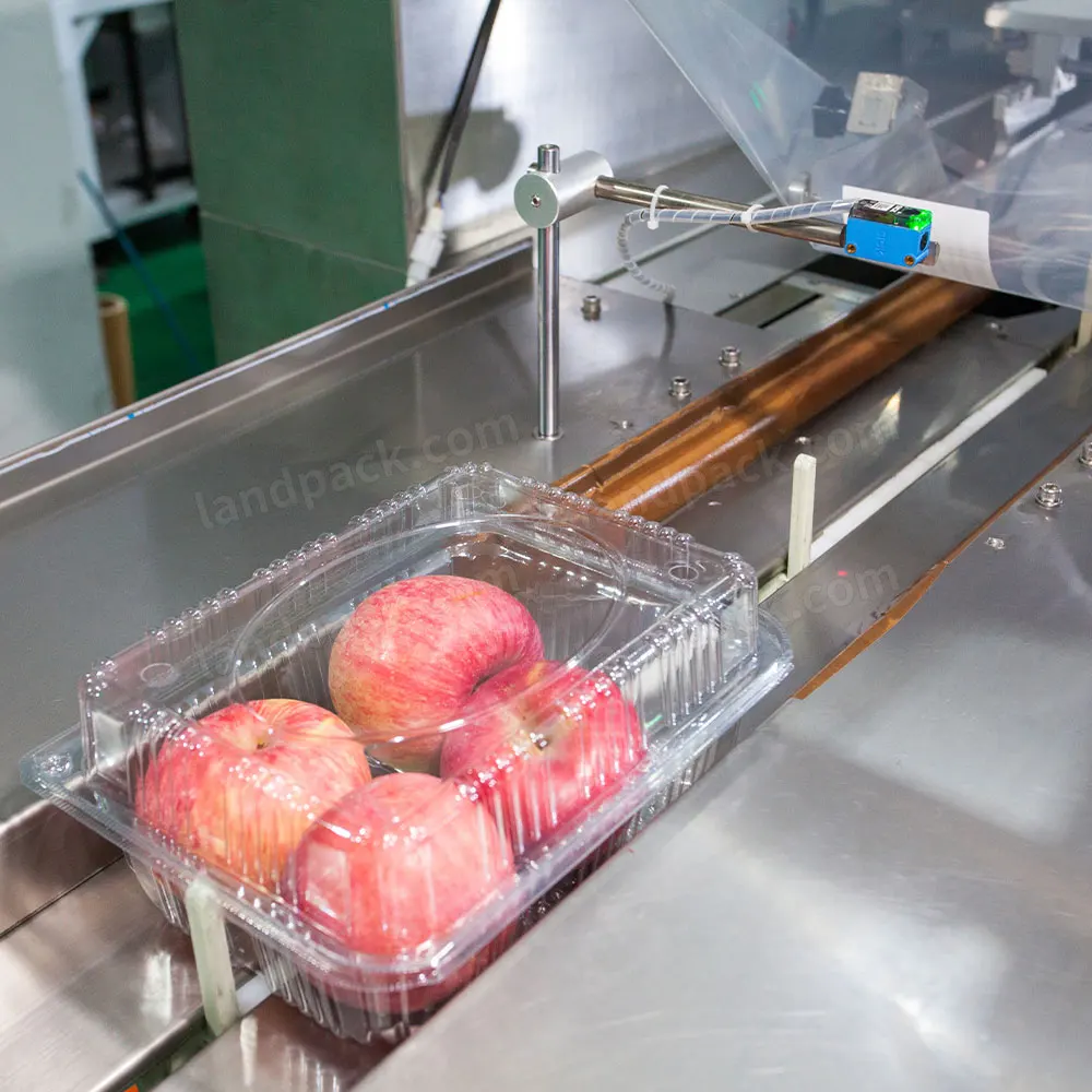 Fully Automatic Reciprocating Flow Pack Machine for Tomatoes Strawberries Fruits in Boxes Food Packaging with Labeling Function