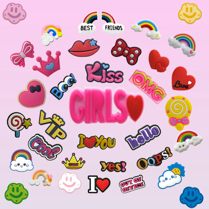 Customized Wholesale 2D PVC Sweet Clog Sandal Accessories Smile