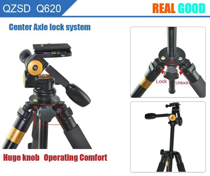 Q620 Aluminum Alloy 15kg Load Capacity Professional Fluid Head DSLR Digital SLR Camera Tripod