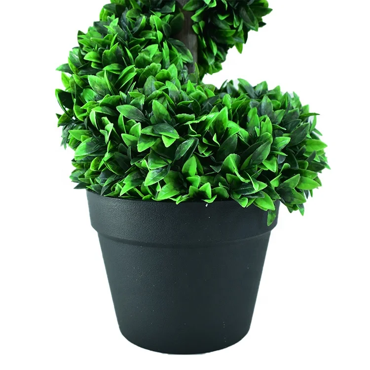 Artificial Boxwood Topiary Spiral Tree Faux Greenery Plants Plastic Flower Pot Decorative Trees for Home Office Indoor Outdoor