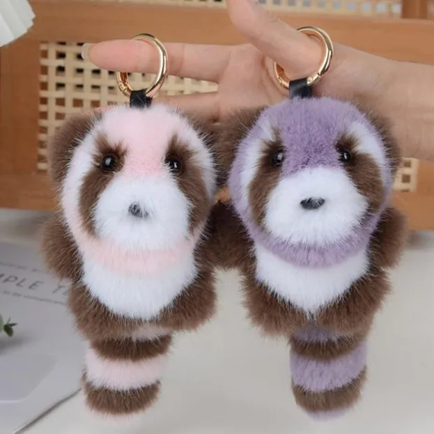 Cute Faux Mink Fur Raccoon Keychain - Perfect Promotional Gift