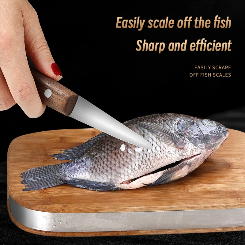 Инструмент для создания креветок нож из нержавеющей стали очистки многофункциональный с деревянной ручкой