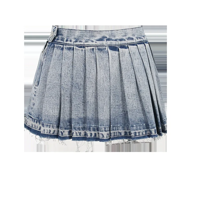 2023 Summer Fashion Hot Mini Denim Skirt Sexy Pleated Mini Jeans Skirts