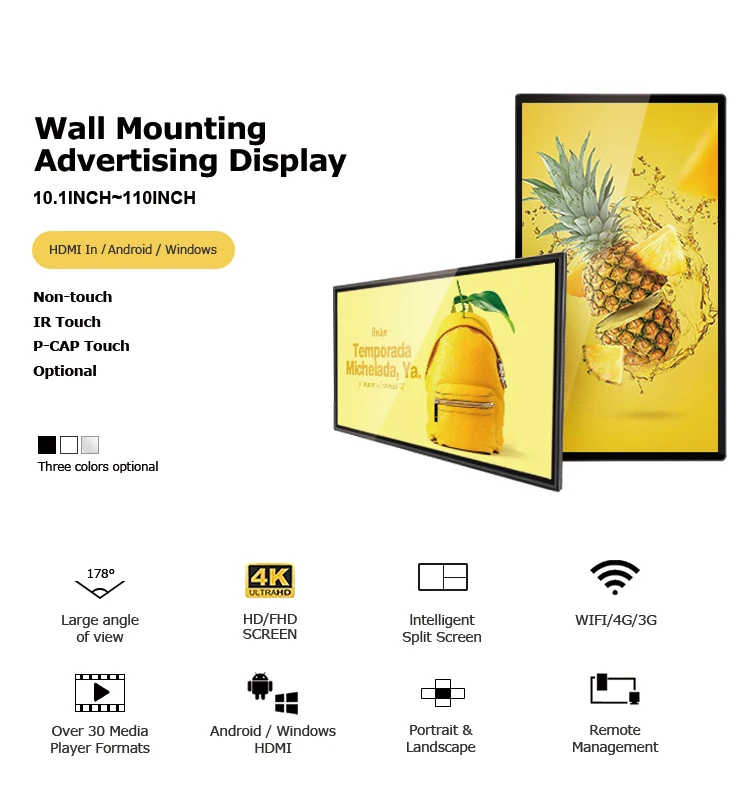 Ekaa 49 55 Inch Smart Digital Signage 4k Wall Mounted Advertising Lcd Displays Buy Advertising 3948