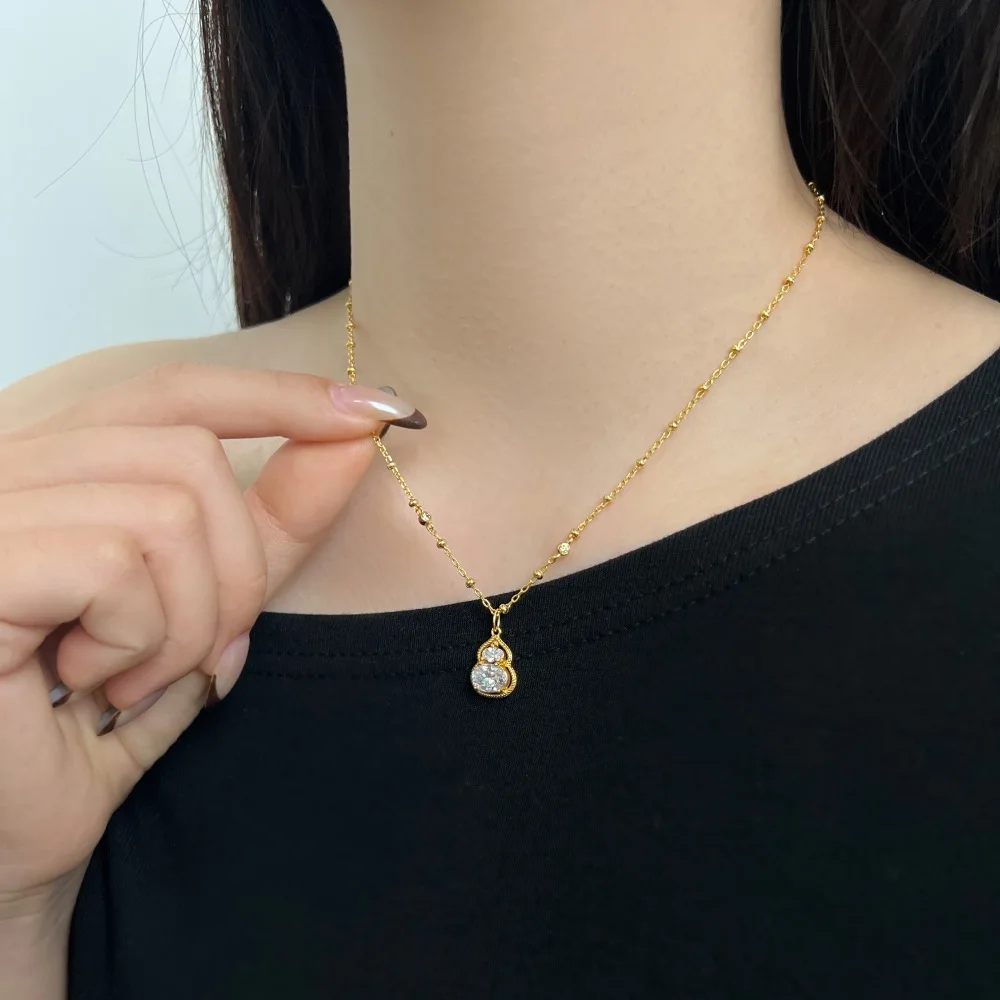 KAKODIY Stylish Sophisticated Design High Fashion Jewelry for Women 925 Sterling Silver 5A Zirconia Gourd Pendant Necklace detail 5