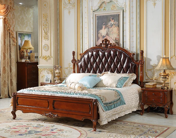 American Solid Wood Bed European Master Bedroom 1 8m Double Bed Leather Simple High End Carved Luxury Bedroom Wedding Bed Buy Sleeping Double Bedroom Bed Bedroom Furniture Simple Double Bed Modern Luxury Beds Product On