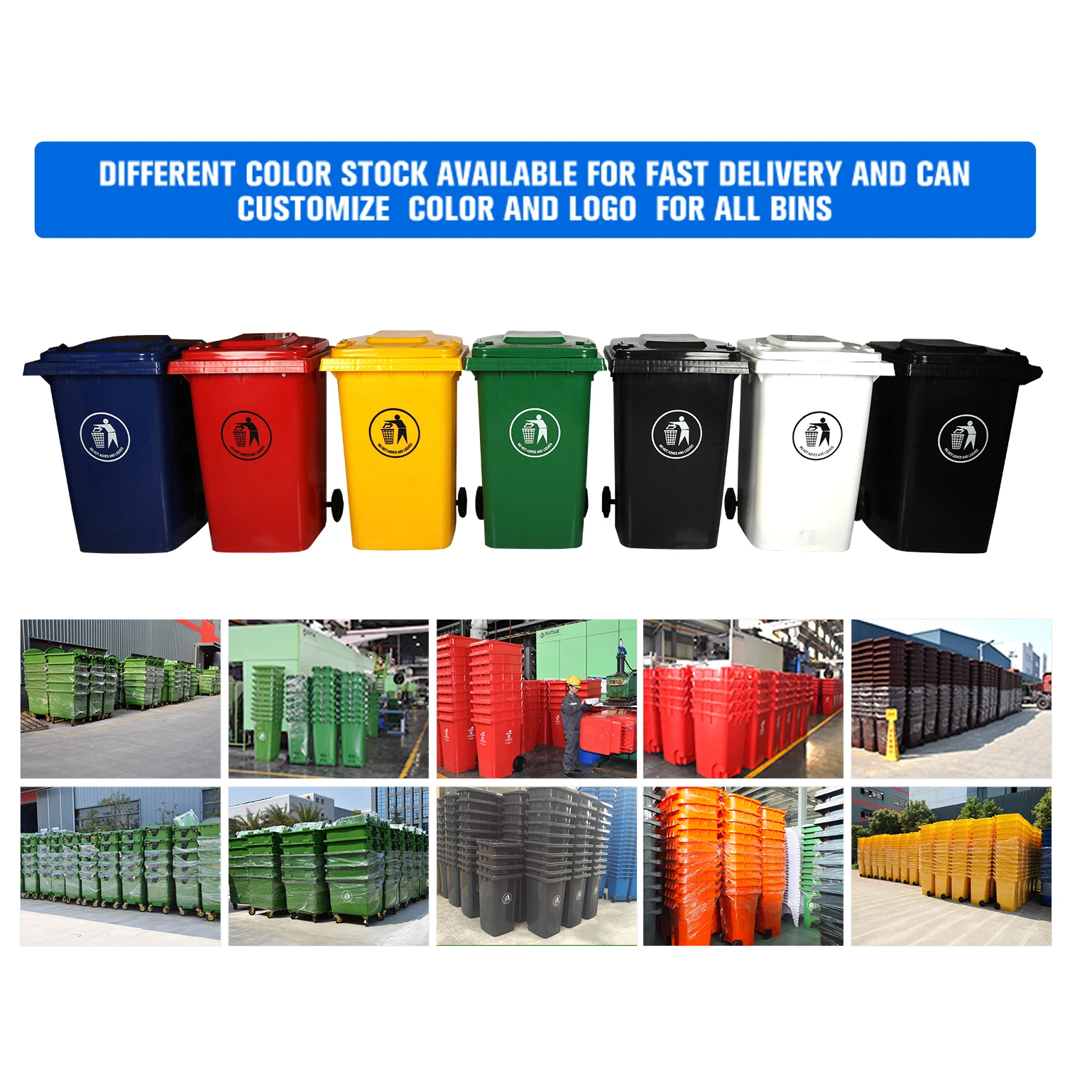 240L Garbage Container Recycle Bin Plastic Trash Can for Outdoor Use Classification Waste Bin With Lid