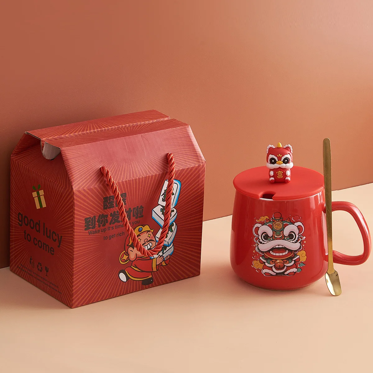 product high quality custom beautiful portable luxury original lion dance ceramic mug gift box classic design ceramic cup-5