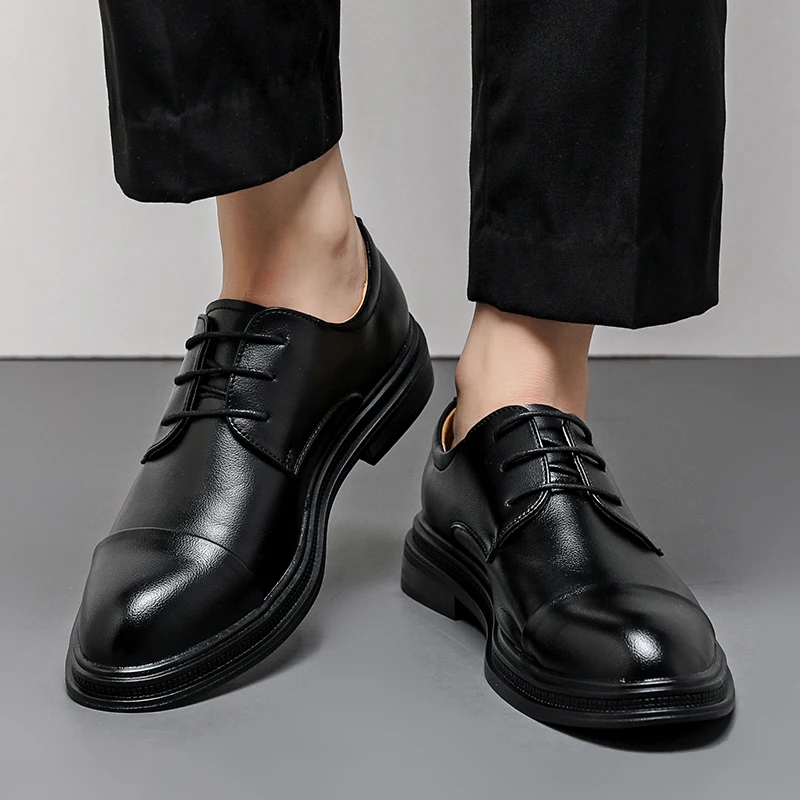 Fresh Style White Leather Formal Wedding Dress Shoes & Men's Oxfords