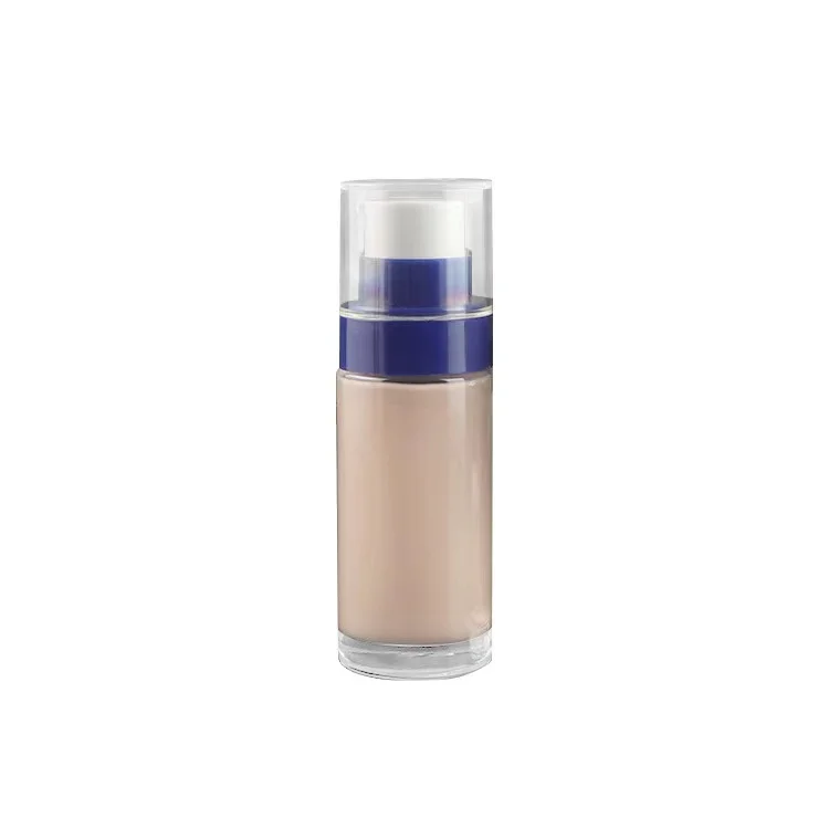 15ml 30ml Empty Cylindrical Glass Transparent Liquid Foundation Bottle with Pump Bb Cream Packaging