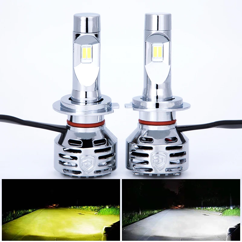 GPNE R2 Two Color Auto Lighting  Led Headlight Bulb H7 H11 9005 9006 H4 for Cars 12 Volts