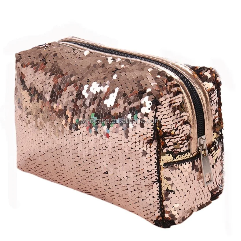 Shiny Glittering Reversible Double Color Cosmetic Bag