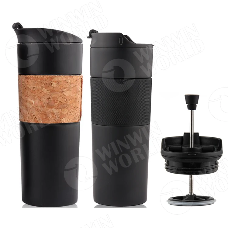 Travel Vacuum Insulated Coffee French Press Mug,Tumbler With Coffee