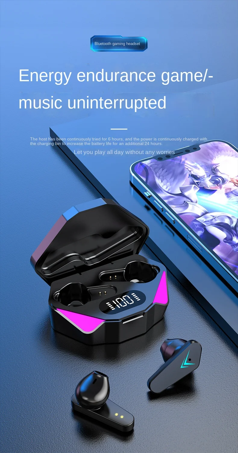 Low Latency Game Audifonos Gaming X15 Tws Earbuds Auriculares Wireless Bluetooth Earphone Led 7080