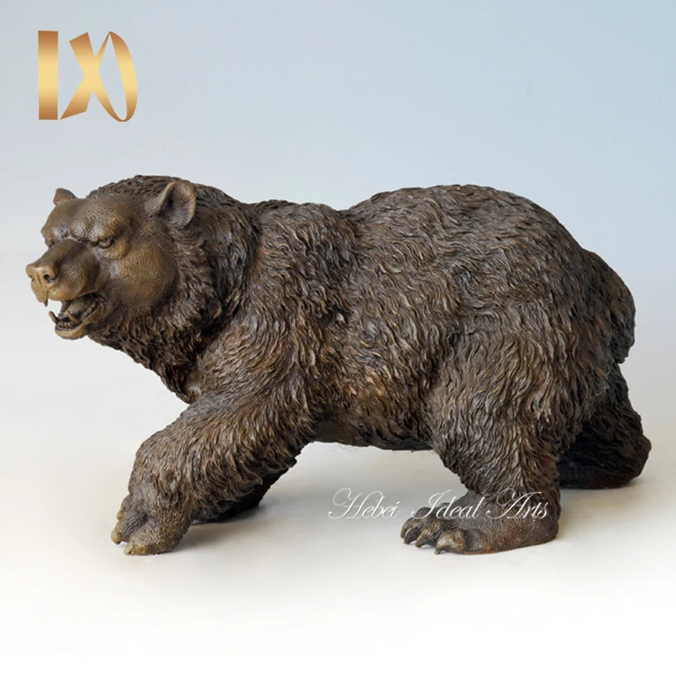 Bear Statue Sculpture Pure Bronze European Wildlife Animal Figurine Copper Artwork Home Desktop Garden Decor