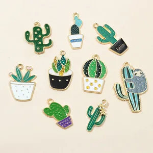 Custom Printed DIY Bracelet Metal Cactus Coconut Tree Animal Logo Anime Themes-Alloy Enamel Dangle Jewelry Findings Components