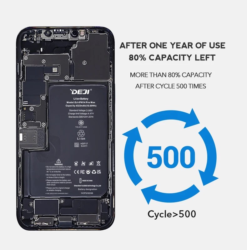 DEJI A2893 Replacement Battery for iPhone 14 Pro Max - Reliable Li