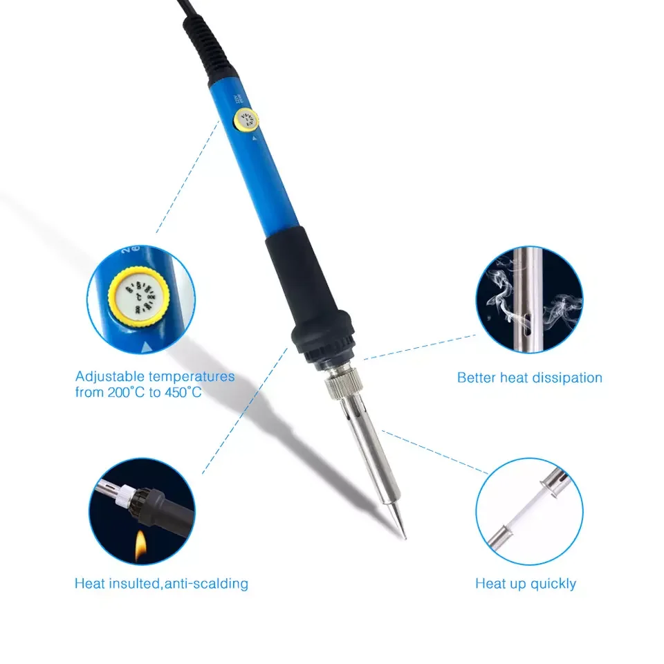 220v 110v 60W  Adjustable Temperature Soldering Iron Kit 9 Pcs Set  Welding Tool Electric Soldering Iron Kit