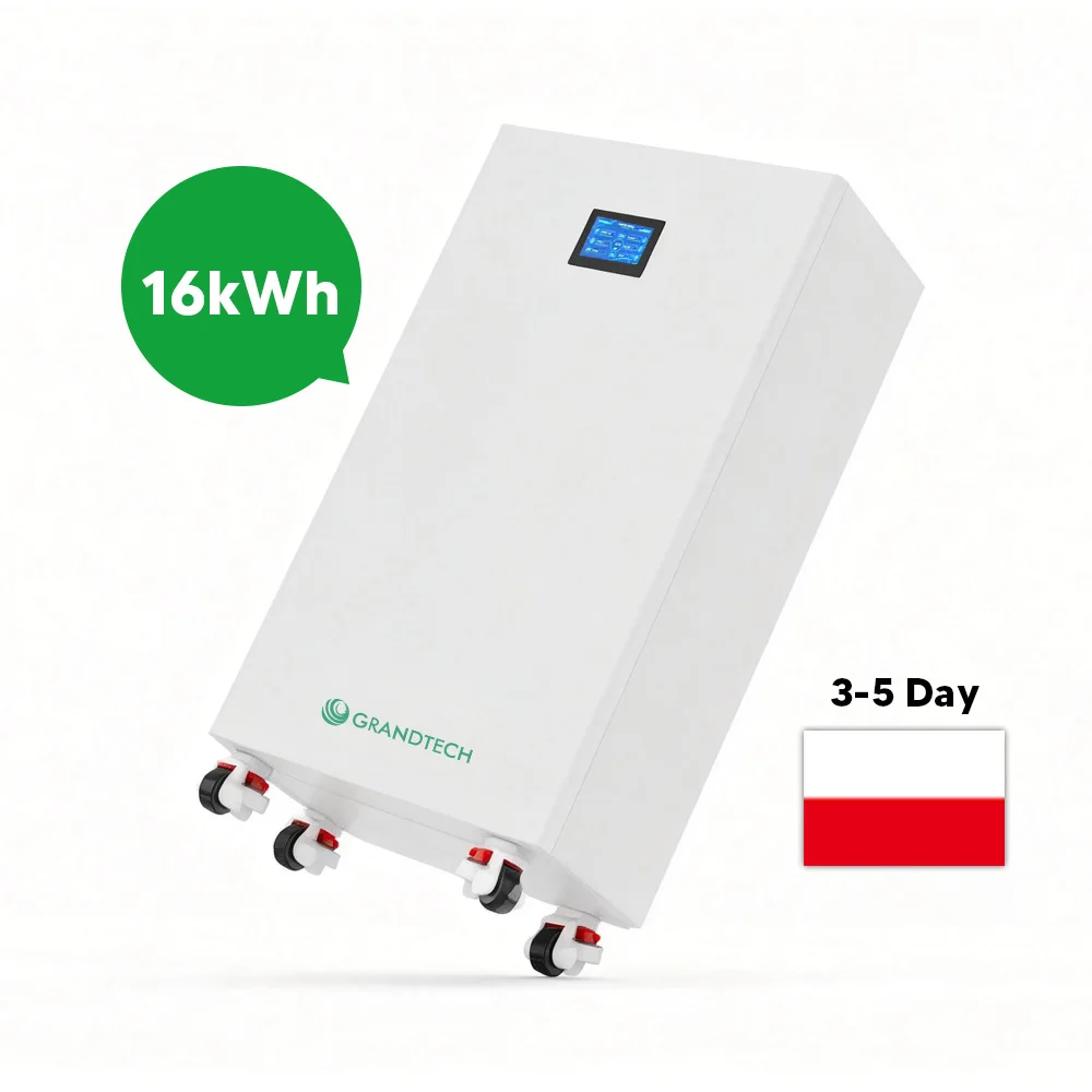 Grandtech Solar: напідлоговий акумулятор LiFePO4 потужністю 16 кВт·год, 51,2 В, 314 А·год, понад 6 000 циклів глибини розряду (DOD), інтелектуальна система управління акумулятором (BMS) з сенсорним екраном та підтримкою Wi-Fi