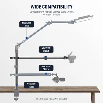 NEEWER DS001 Tabletop Overhead Camera Mount Arm 11.8"-20"/30-51cm Telescopic Extension Arm for Desk Stand with Ball Head Mount detail image