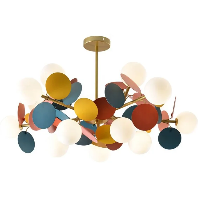 Nordic modern pendant light color big chandelier lighting glass ball pendant light ETL891117