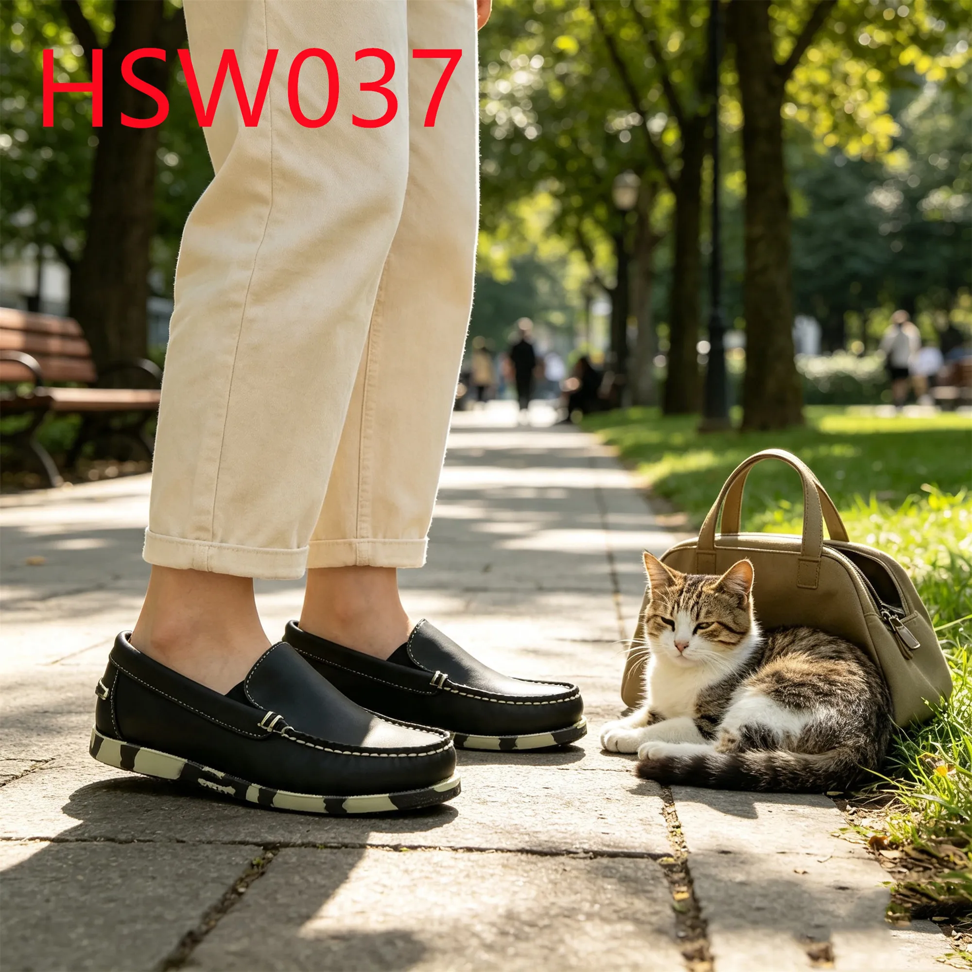 HY,Holiday Trip Colorful Rubber Sole Pull on Style Hua Singh Boat Shoes Lowest MOQ Handmade Sage Green Moccasin Shoes HSW037