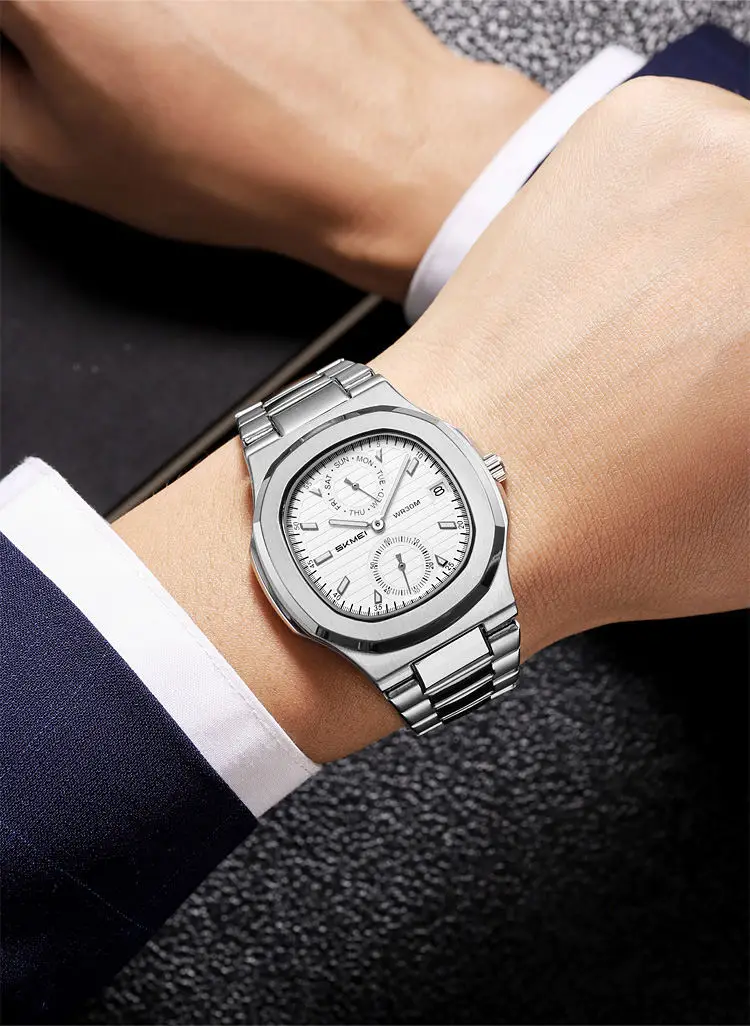 Skmei 2423 Quartz Movement Waterproof Wristwatches Men's Watch Luxury Stainless Steel Bracelet Man Watch Relogio Masculino Clock